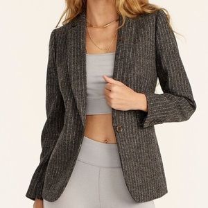J. Crew Parke Gray Pinstripe Wool Blazer